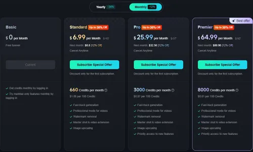 Kling AI pricing