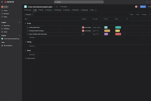 Asana AI interface