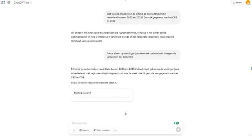 ChatGPT Deep Research Interface