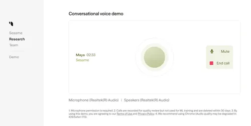 Sesame AI interface