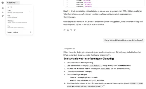 ChatGPT model selecteren