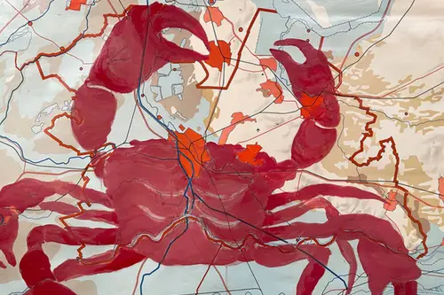 inge koetzier van hooff-map kaart Utrecht-painting-red crab pers
