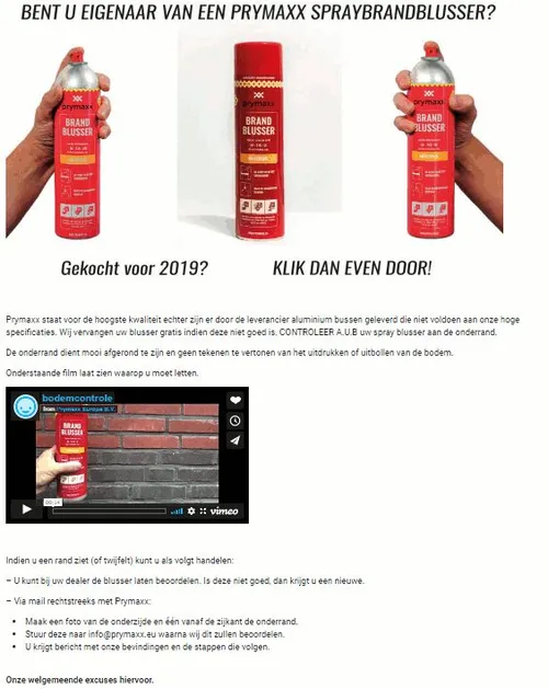 recall prymaxx brandblusspray