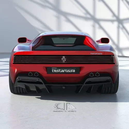 Nuova Ferrari Testarossa rendering posteriore