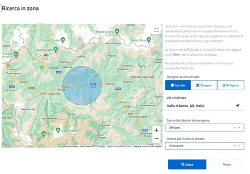 mappa distributori metano