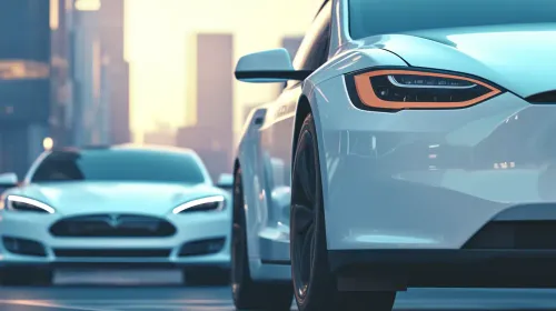 tesla su strada mercato auto