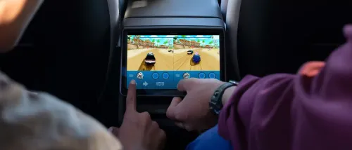 model y rear screen passengers