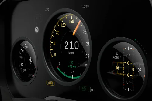 la strumentazione della ferrari elettrica che si chiama luce