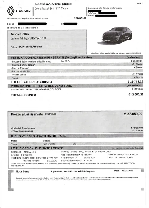 preventivo renault clio concessionaria autovip