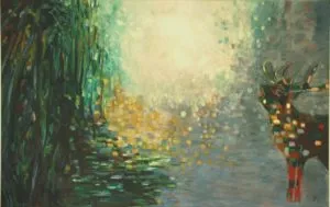 roepend hert olieverf op doek 160 x 250 cm 300x189