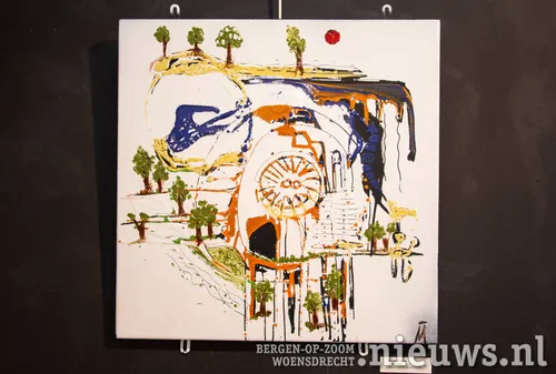 'Modern Times' van&nbsp;Marieke Thoome. Door de vele kleuren is dit werk in verschillende lagen opgebouwd