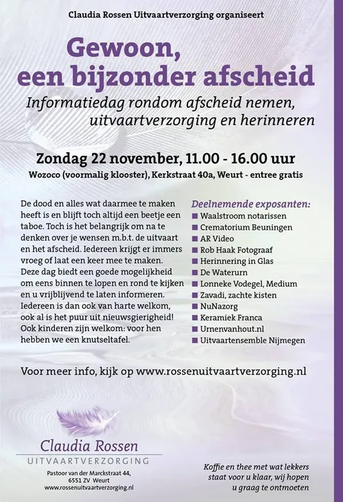 flyer rossen uitvaartverzorging infodag