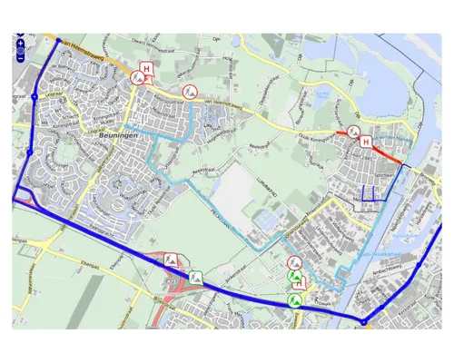 kaart omleiding beuningen weurt