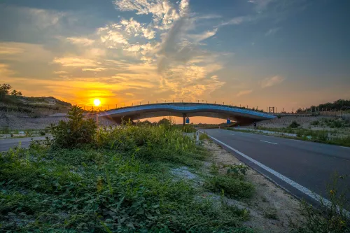 zeeweg natuurbrug sunset