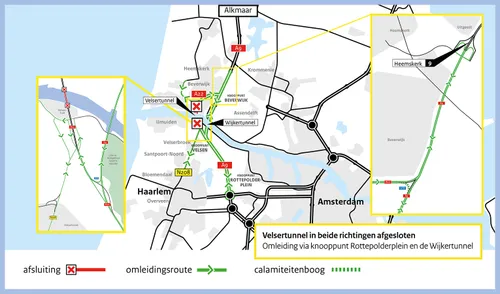 omleidingskaartje weekendafsluiting velsertunnel