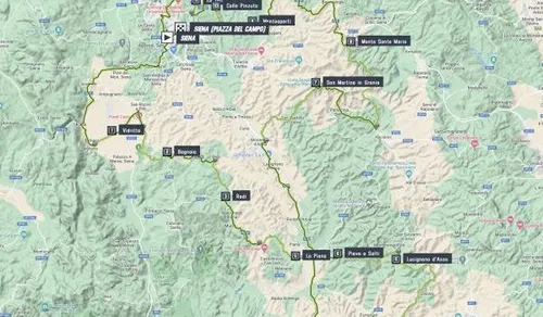 Mapa de la Strade Bianche 2023