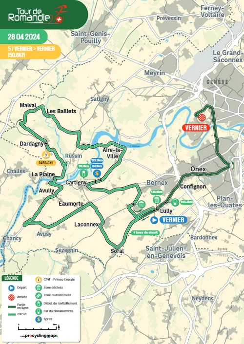 Mapa Tour de Romandía 2024 etapa 5&nbsp;