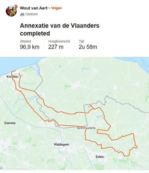 Entrenamiento de Wout van Aert en Strava