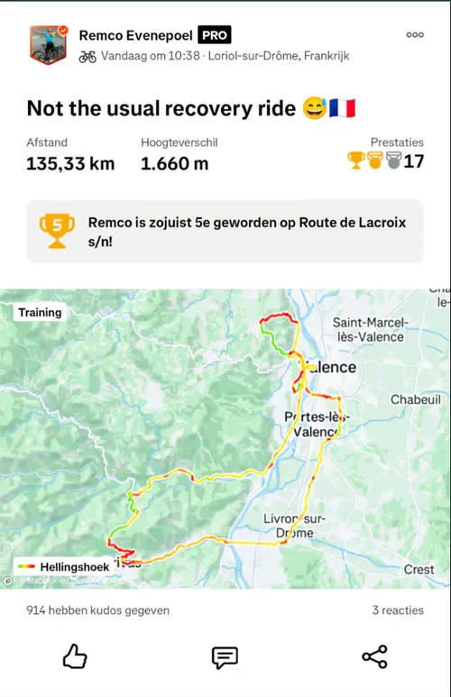 Entrenamiento Strava de Remco Evenepoel para el Campeonato de Europa