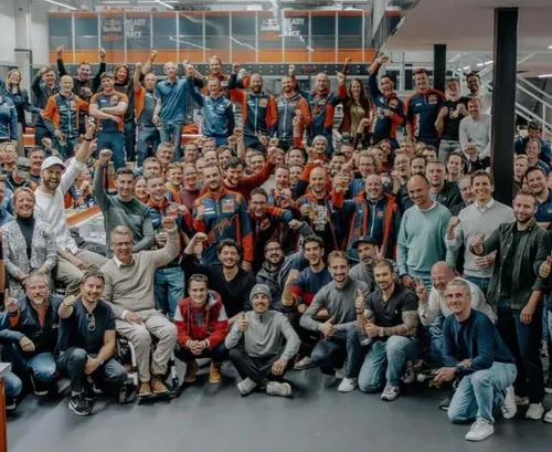 Jorge Lorenzo and Dani Pedrosa at KTM headquarters during Christmas greetings