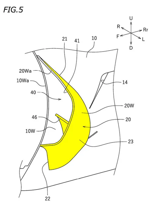 Horizontal section illustrating outer side surface length relative to side fairing