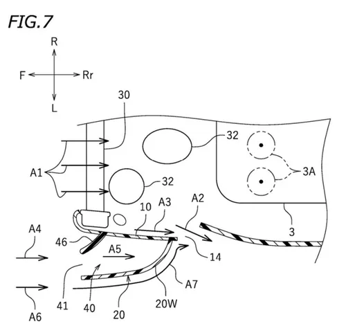 Airflow acceleration along the duct reducing pressure at the discharge port