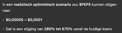 PEPE koersvoorspelling ChatGPT