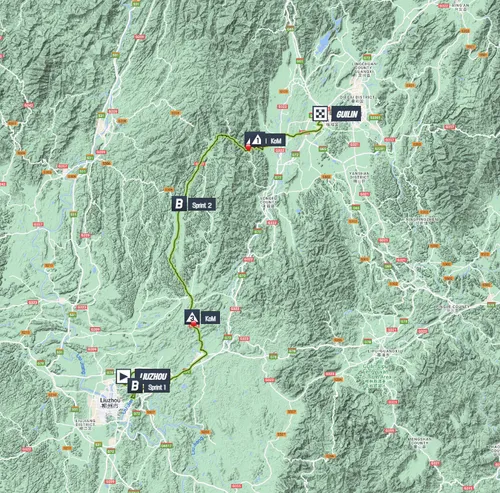 Mapa da etapa 5 da Volta a Guangxi 2023