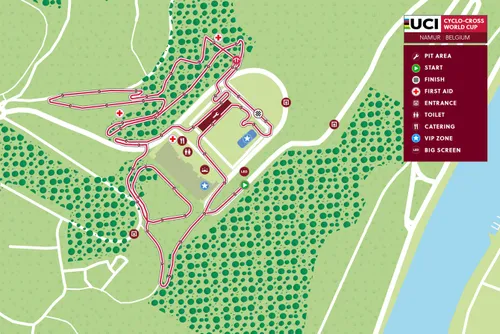 Mapa da Taça do Mundo de Ciclocrosse em Namur 2023