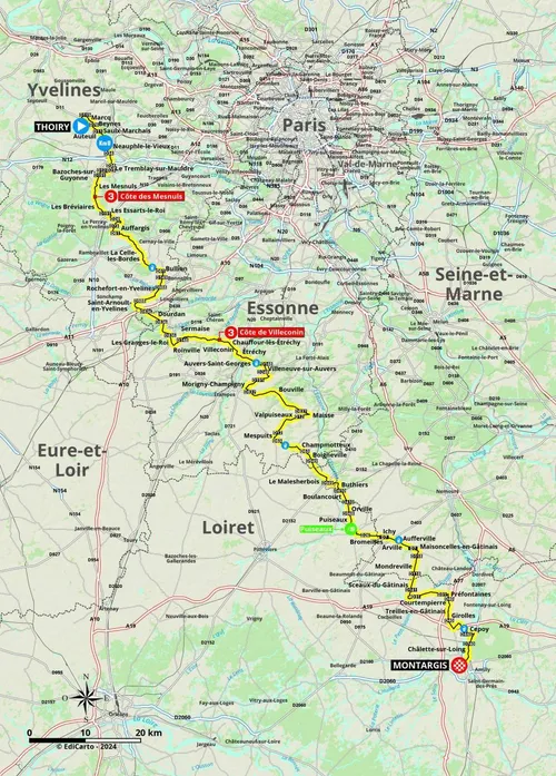 Mapa Paris-Nice 2024 etapa 2