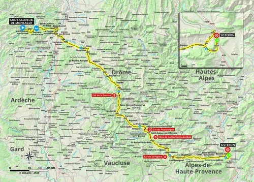 Mapa da etapa 5 do Paris-Nice 2024