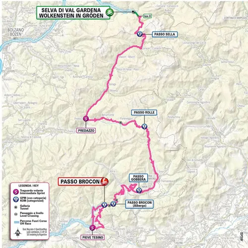 Map&nbsp;Giro d'italia 2024 stage 17