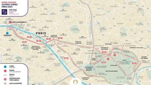 Mapa do contrarrelógio dos Jogos Olímpicos de Paris 2024