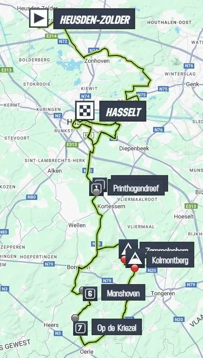 Map Men's European Championships Road Race 2024