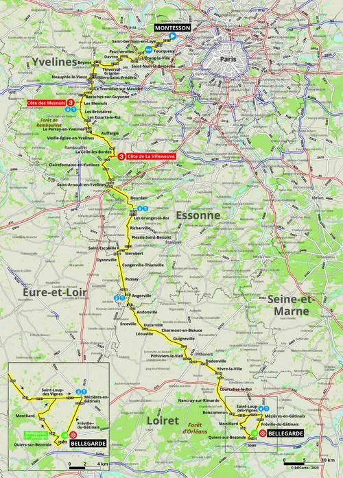 Mapa da 2ª etapa do Paris-Nice 2025