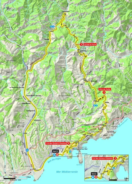 Mapa da 8ª etapa do Paris-Nice 2025