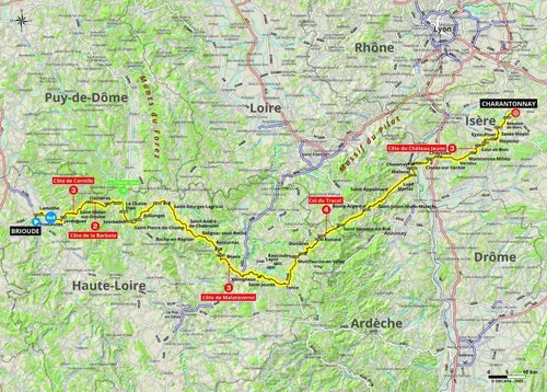 Mapa da etapa 3 do Critérium du Dauphiné