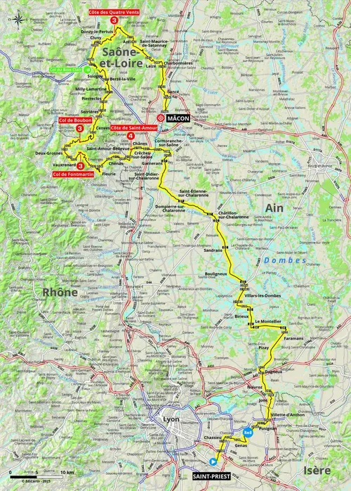 Mapa da etapa 5 do Criterium du Dauphiné 2025
