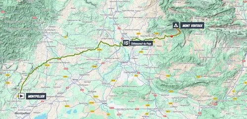 Mapa da 16ª etapa da Volta a França 2025