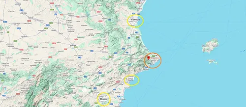 Mapa do Coll de Rates e da Costa Blanca