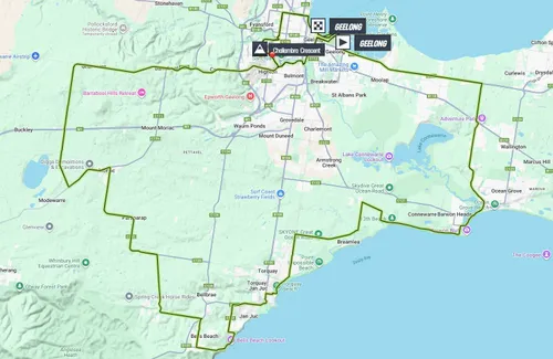Map of the 2026 Cadel Evans Great Ocean Road Race