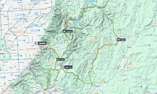 Mapa da 2.ª etapa do Tour Down Under 2026