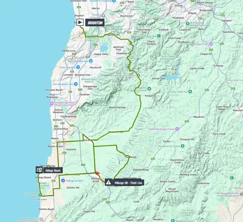 Map of stage 4 of the 2026 Tour Down Under