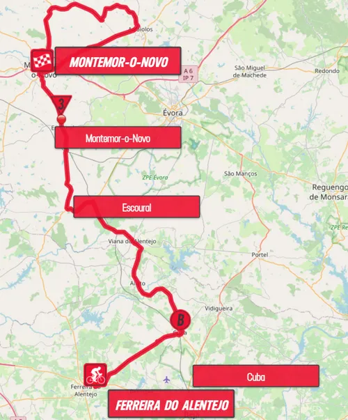 Mapa 2ª etapa » Ferreira do Alentejo > Montemor-o-Novo - 161,9 kms