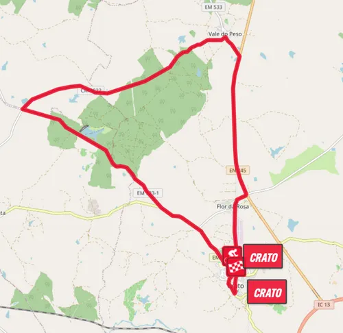 Mapa 3ª etapa » Crato > Crato (Contrarrelógio Individual) - 23,9 km