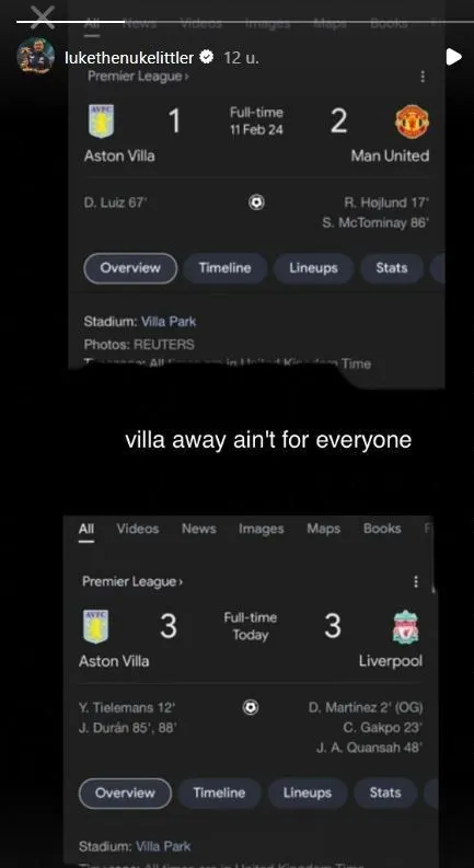 Luke Littler deelt via Instagram Stories een plaagstootje uit aan de fans van Liverpool