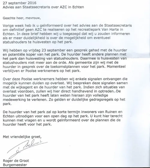 brief statushouders in echten