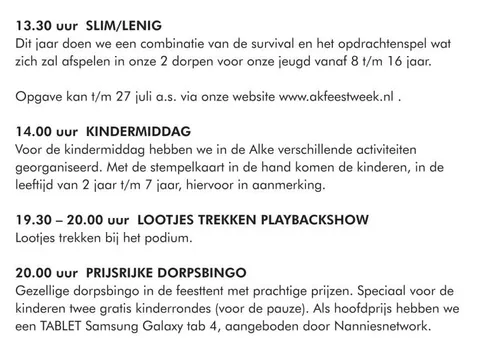 programma dinsdag