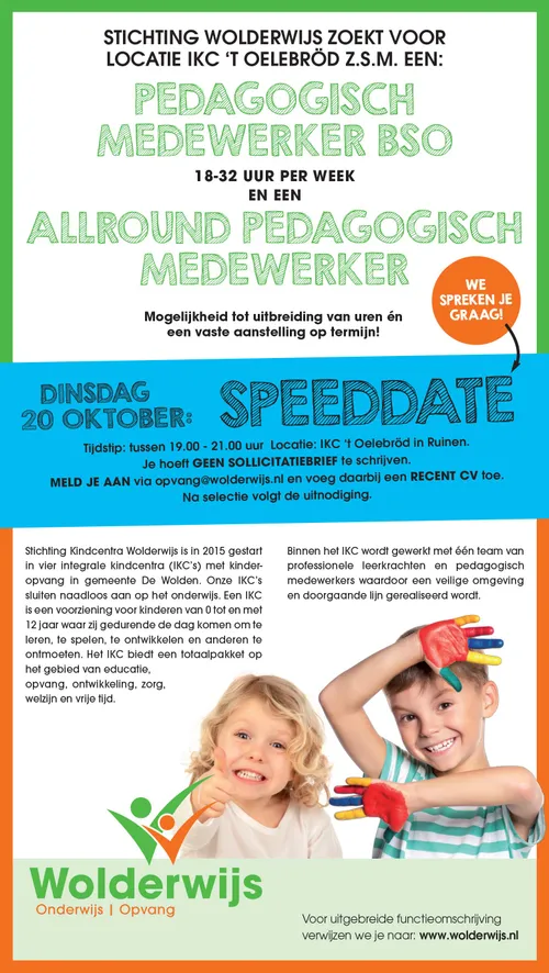wolderwijs speeddate pedagogisch medewerkers fb insta