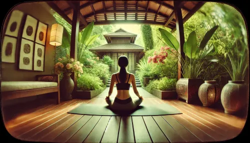 vrouw die yoga op vlonder